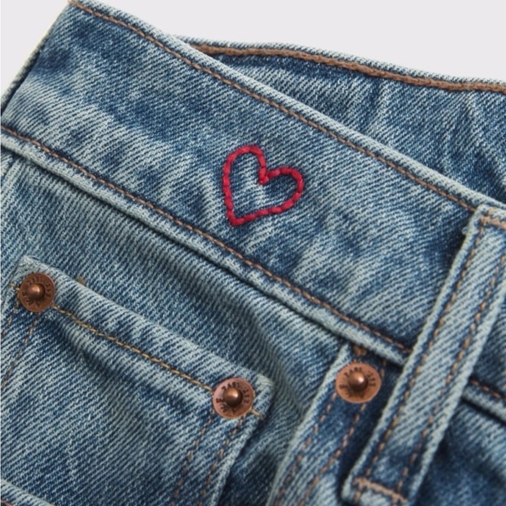 Abercrombie & Fitch High Rise Blue Jeans with Red Heart